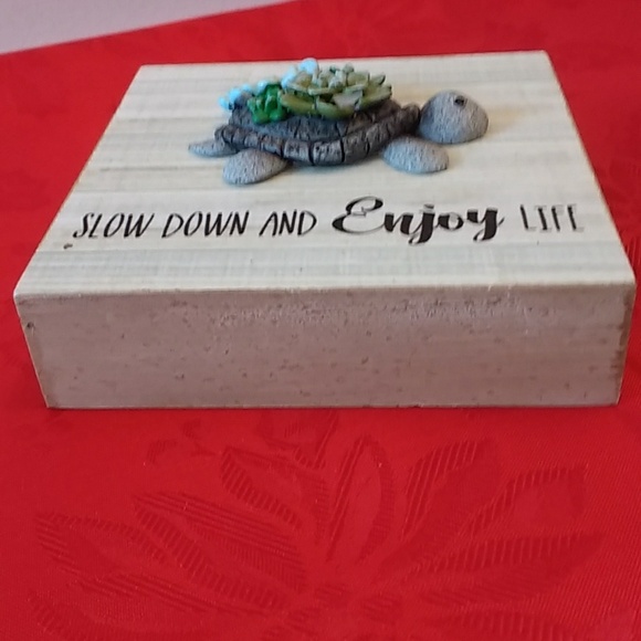 Decorative Wooden Plaque with 3D Turtle - Slow Down And Enjoy Life - Picture 6 of 7
